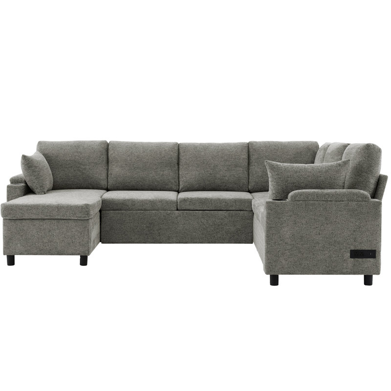 Canapé-lit modulaire polyvalent avec canapé-lit 109,9 po, Chenille gris pâle