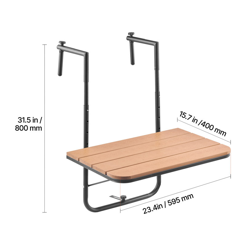 Table de suspension réglable pour balcon - Table de bar d'extérieur pliable pour les petits espaces