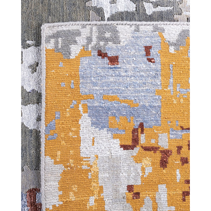Tapis moderne noué à la main de conception unique - gris, 8 pi 3 po x 10 pi 2 po Modern