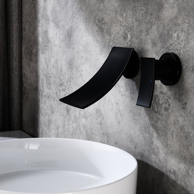 Matte Black Bathroom Faucet Wall Mount, Vast Spout, Precise Control For Water Temperature And Flow Rate, Suited Sinks Bathtubs Mount In Black, Enlarged Exact Valve Temperature, Space Accessory