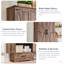 Armoire de cuisine de 183 cm (72 po) avec double porte de grange, rangement de cuisine de style campagnard avec étagères et tiroir réglables-854474019