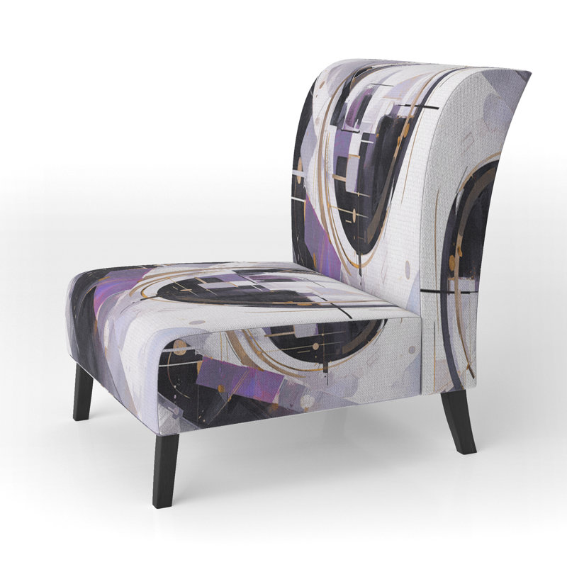 Purple Black Multifaceted Whirls - Upholstered Modern Slipper Chair, Purple Accent Chair