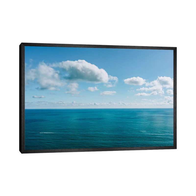 Amalfi Coast Ocean View IV by Bethany Young - Print on Canvas, 45.72cm H x 66.04cm W x 3.81cm D, Black Framed
