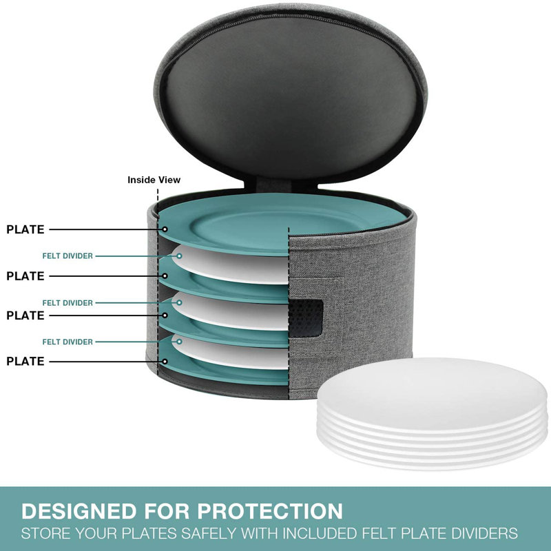Sorbus 5-Set Stackable Dinnerware Storage Set with Plate Protector, Gray