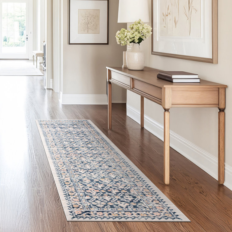 Alyssa Traditional Oriental Navy Polyester Area Rug