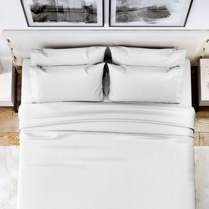  Brushed Microfiber Pillowcases Envelop Closure, Queen, White