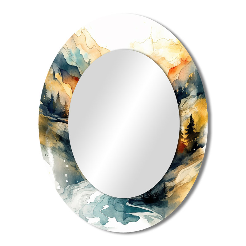 Nature's Nordic Beauty III - Miroir mural ovale jaune, 43 po x 33 po