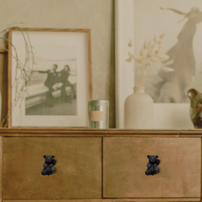 Resin Rustic Wildlife Drawer Pull and Cabinet Knob Adorable Curious Black Bear Design