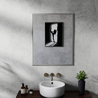 24 - Inch Aluminum Silver Bathroom Mirror, With A Structure And Modern Design Ideal For Upgrading Small Bathrooms Strong Frame