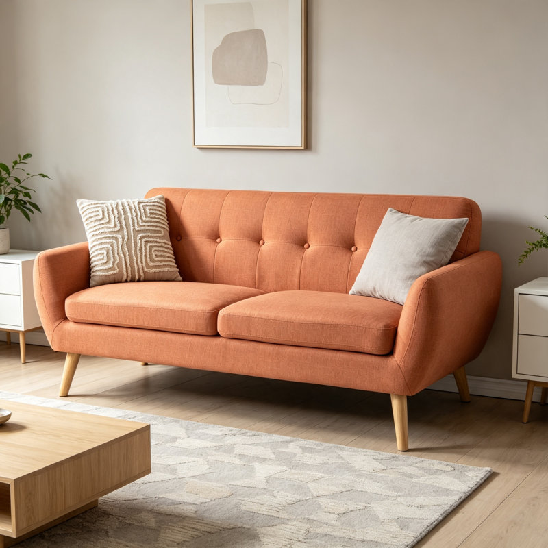 Mirsade 67.25" Flared Arm Loveseat, Loveseat, Modern Sofa, Accent Sofa, Burnt Orange 