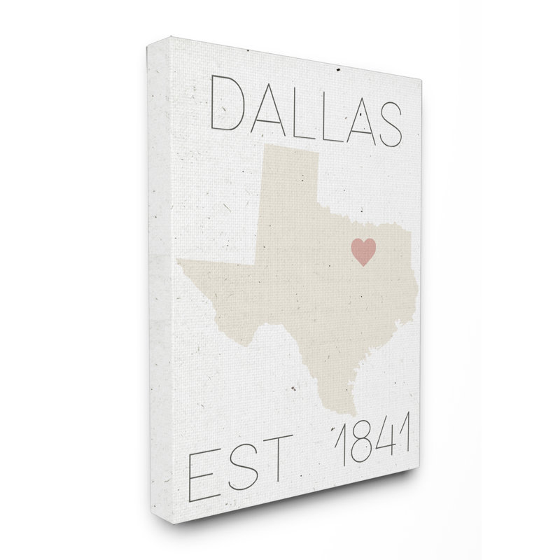 «Dallas Est 1841» par Daphne Polselli, reproduction d'art textuel sur toile, H 30 po x l 24 po, Toile tendue