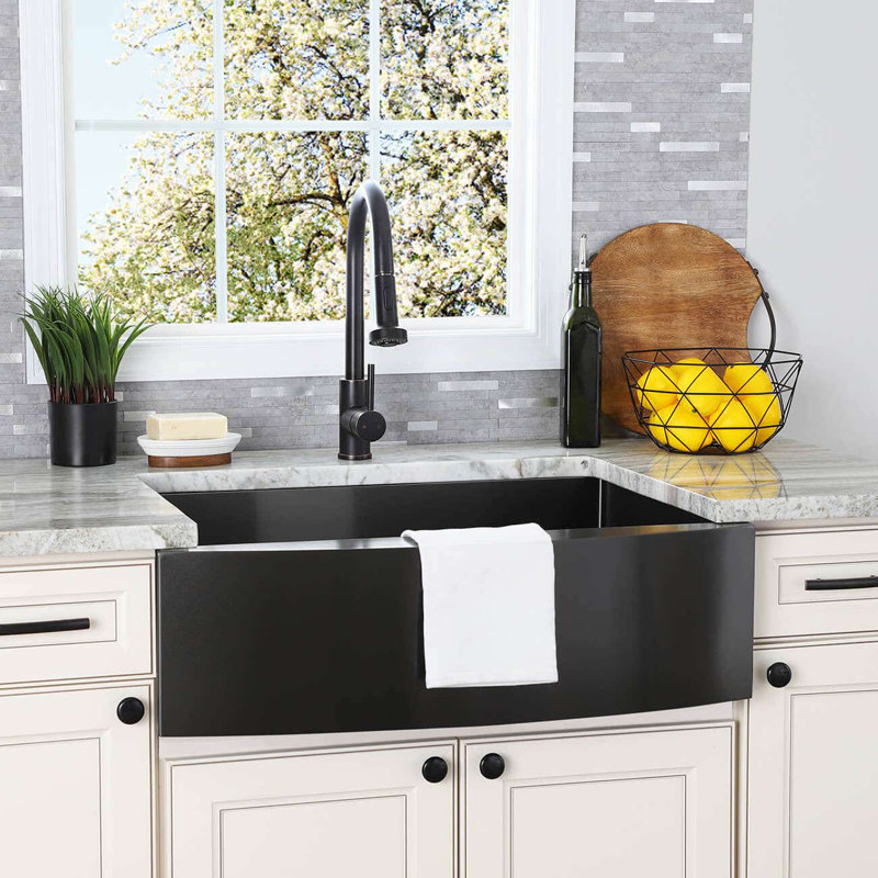 Single Bowl Stainless Steel Kitchen Sink, Gun Metal, 30" L x 21" W