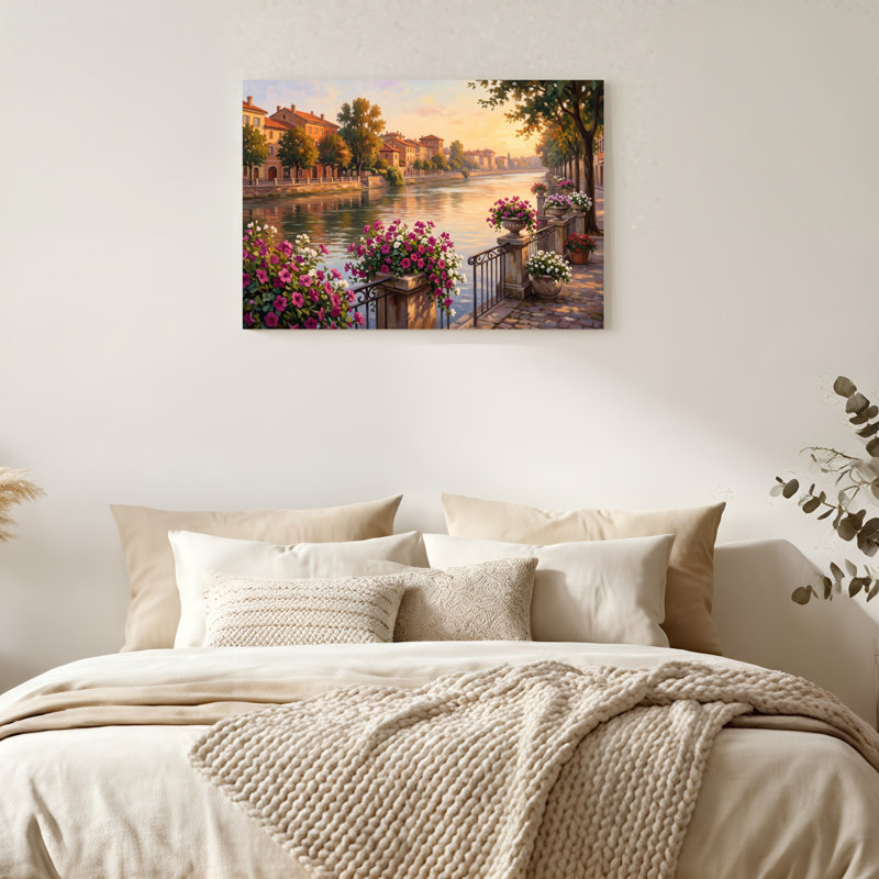 Natural Wood Framed,Canvas Wall Art for Living Room, Bedroom, Office or Entryway – Decorative Wall Decor with River Scene
