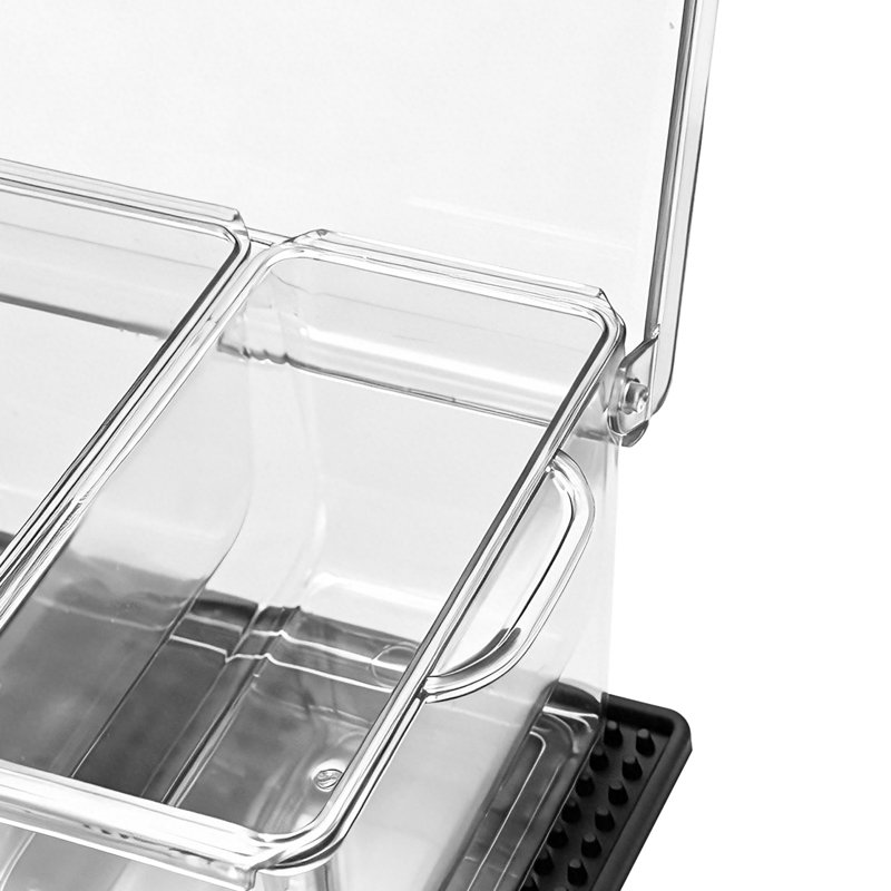 Serviteur réfrigéré à condiments, 5 compartiments de service refroidis à la glace, plateau de garniture de fruits en plastique avec couvercle, pour accessoires de bar à salade Taco, articles de restaurant pour la fête à domicile