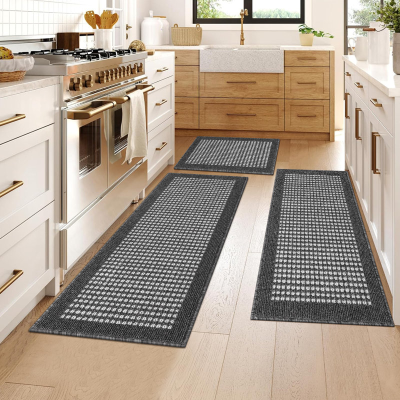 Machine Washable Non-Slip Kitchen Mat, Black