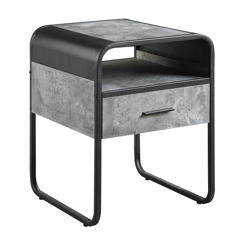 Table de bout Dangelo avec structure et tiroir en métal