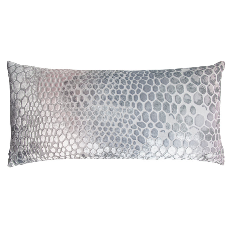 Snakeskin Velvet Rectangular Pillow Cover & Insert, 12"H x 24"W, Latte