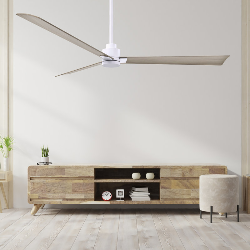Ventilateur de plafond Alessandra 72, Blanc mat, Ton bois de frêne gris