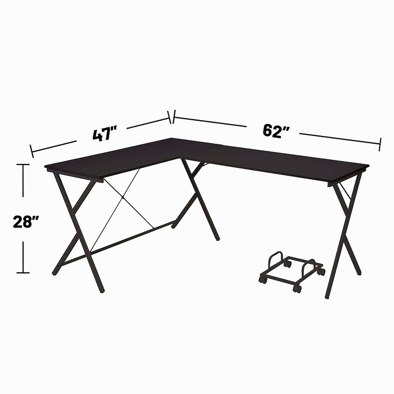 Bureau d'ordinateur en L avec support d'ordinateur