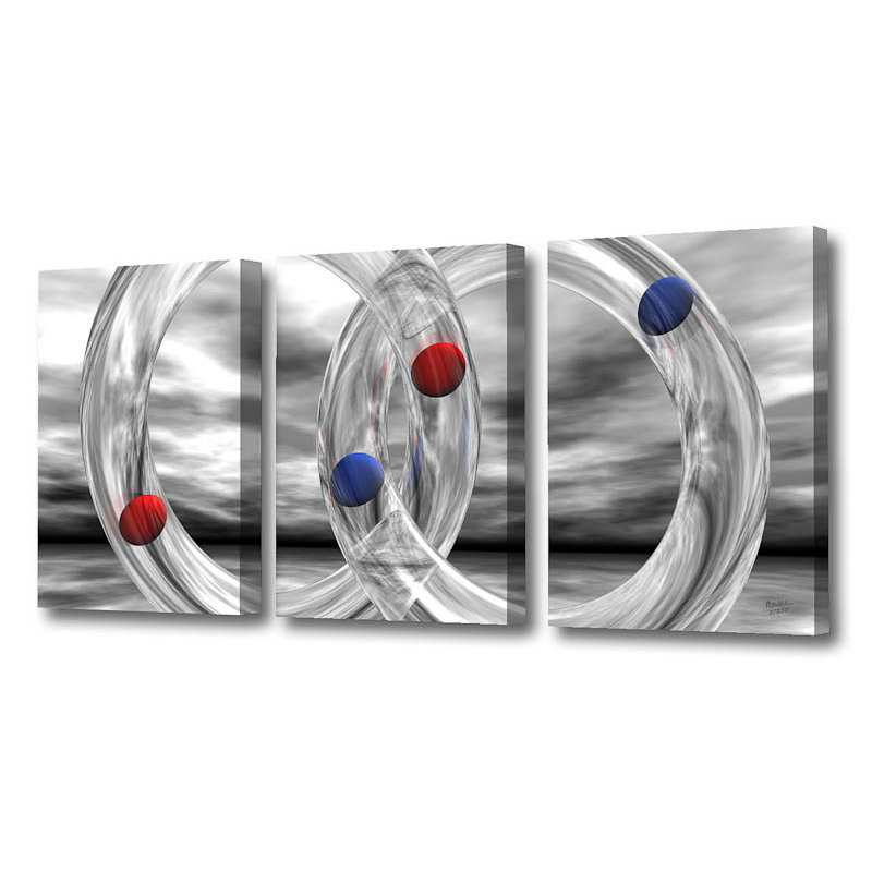 «Glass Rings and Spheres Triptych», impression sur toile, H 35 po x l 87 po