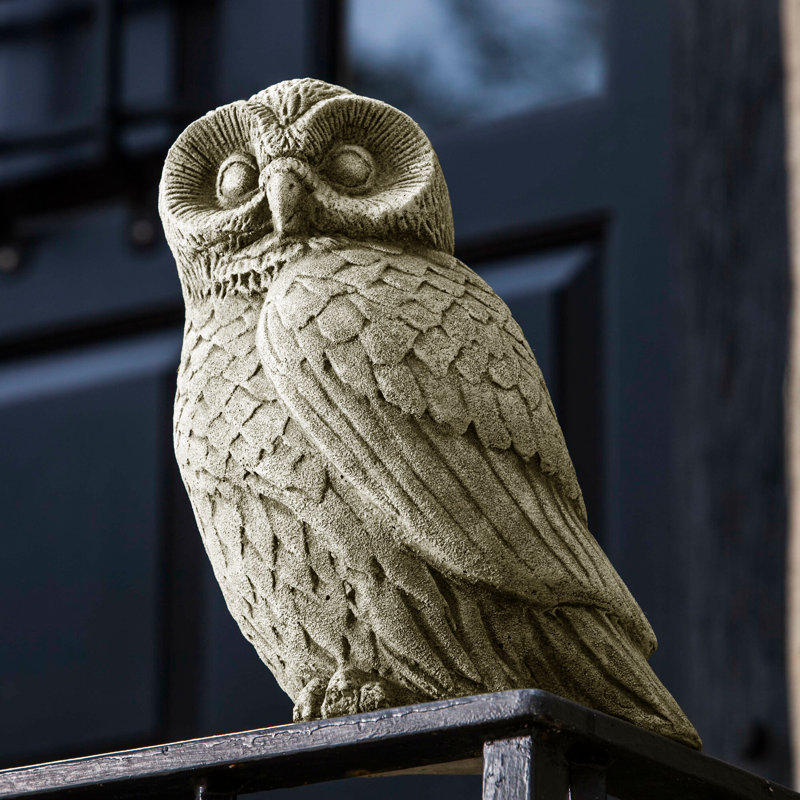Bird Owl Garden Statue, Verde
