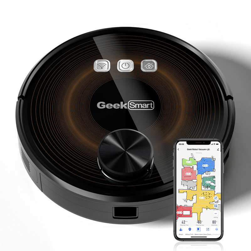 Geek Smart L8 Robot Aspirateur et vadrouille, navigation LDS, application connectée Wi-Fi, nettoyage de pièce sélectif, aspiration de sonorisation de 2700 PA maximum, idéal pour les animaux de compagnie et les grandes maisons (interdite sur Amazon)