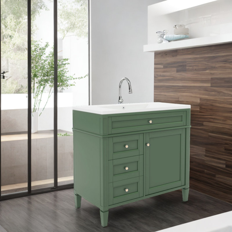 Meuble-lavabo simple avec plateau Cvanko 36, Vert