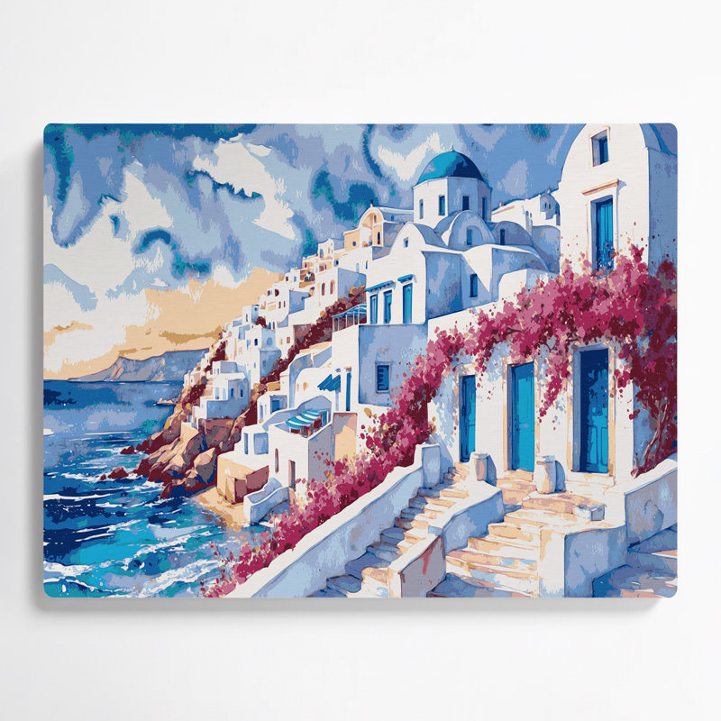 Villes, Mykonos, Grèce, art mural en métal gris, H 11 po x l 14 po