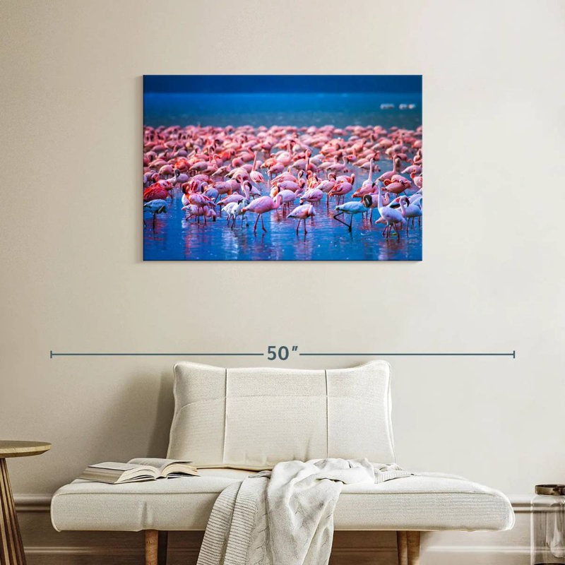 Crowle Flamingos In Water, 24" H x 36" W