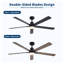 Ventilateur de plafond noir moderne 60 pouces avec éclairage intégré et télécommande, moteur à courant continu homologué ETL