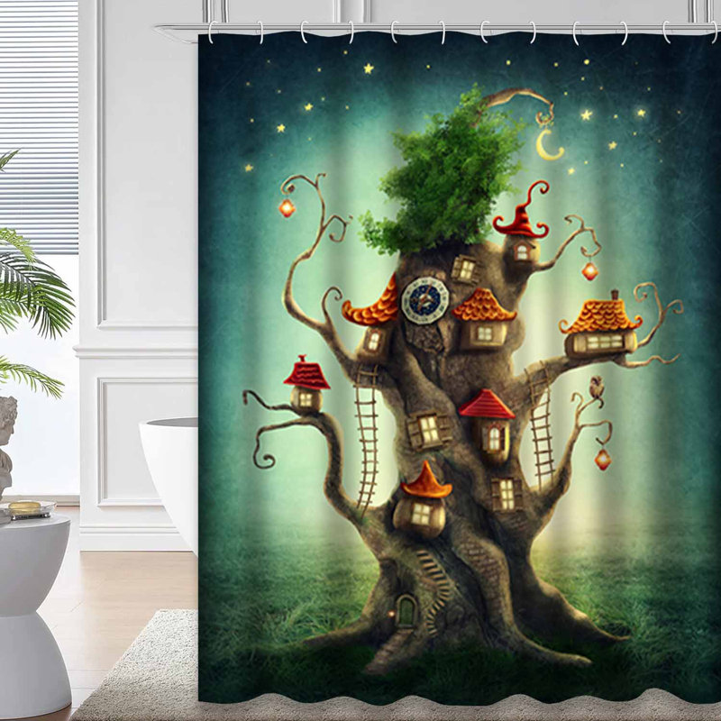 Rideau de douche Tree House Meadow Adventure Fairy Dreams avec 12 crochets, L 72 po x l 78 po