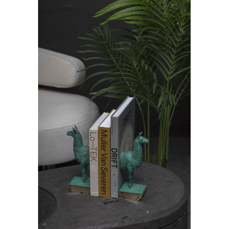 Llamas Decorative Bookends In Casted Bronze, Set Of 2, By Andean, In Stock