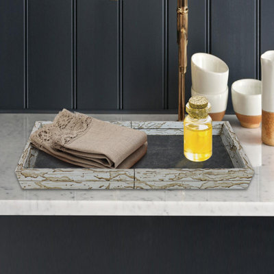 Cement Storage Organizer Tray for Bathroom Vanity Countertops, Closets | Antique Stone Finish