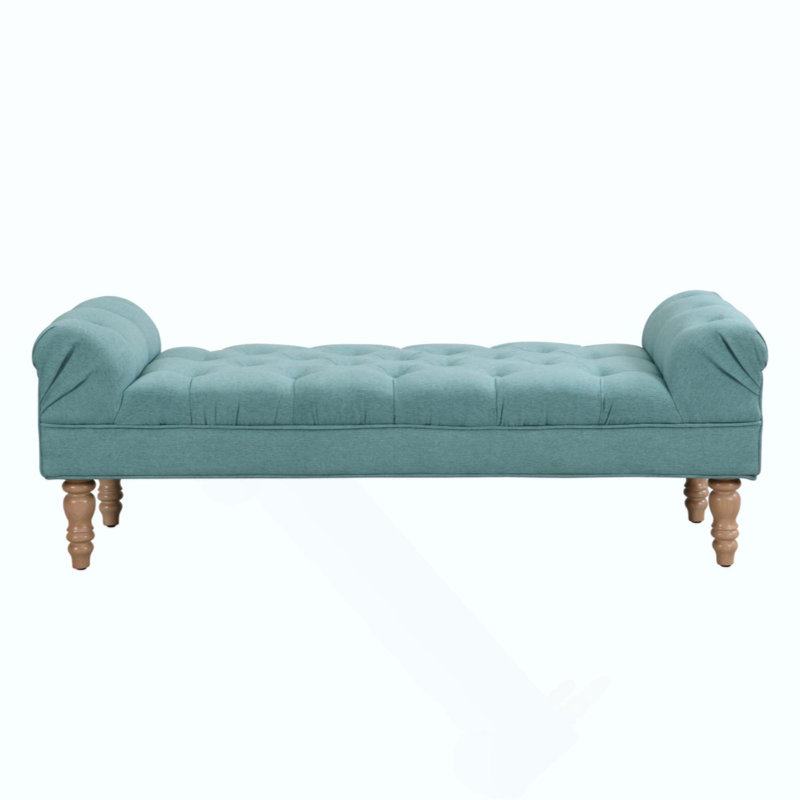 Button-Tufted End Of Bed Bench,Large Upholstered Ottoman,Foot Rest With Legs,Footstool With Rolled Arms,Upholstered Fabric Bench,Indoor Bench For Bedroom,Living Room,Entryway