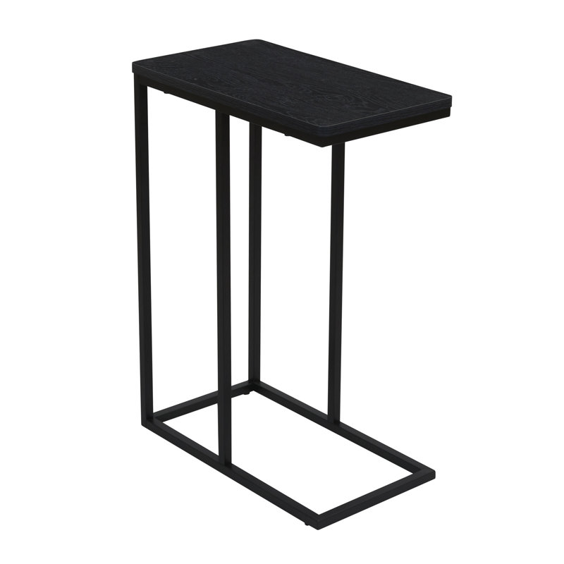 Gateshead Jamestown C-Shaped for Accessability Side End Table Ashwood Rustic Wood Grain and Metal, Black