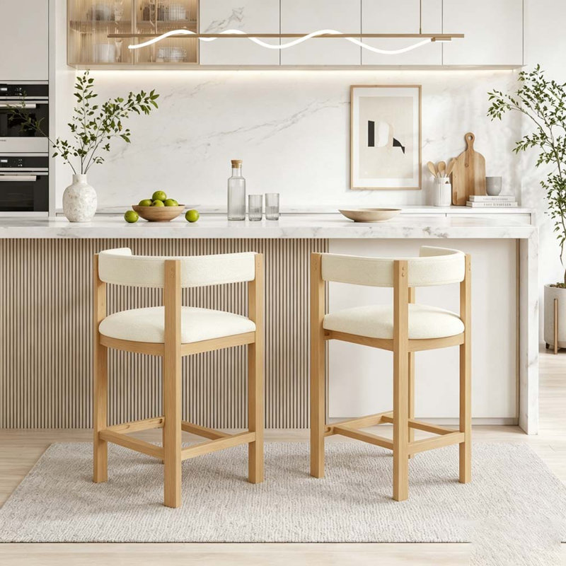 TABOURET DE COMPTOIR, Beige+Natural