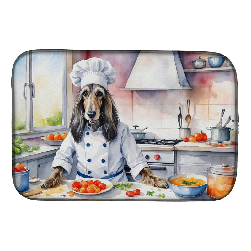 Afghan Hound The Chef Dish Drying Mat