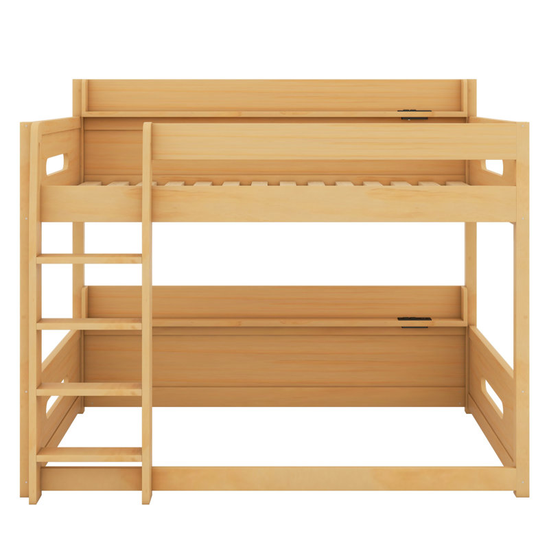 Lit superposé peu encombrant, tablettes intégrées et ports d'alimentation USB, Wood Color