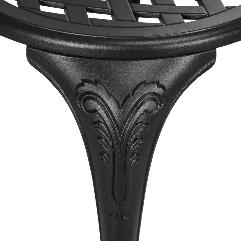 Outsunny 3 Piece Patio Bistro Set Outdoor Table Set with Umbrella Hole, Black