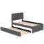 Lit plateforme tapissier de taille simple accompagné d'un lit gigogne sous le lit-506124267