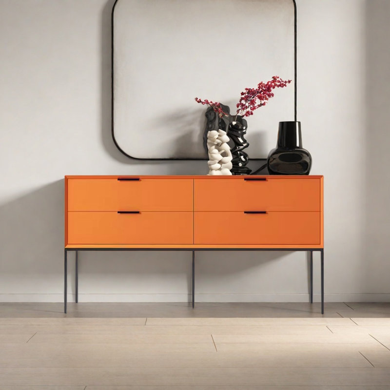 Modern Minimalist Practical Console Table, Orange, 31.5" H x 70.87" W x 15.75" D