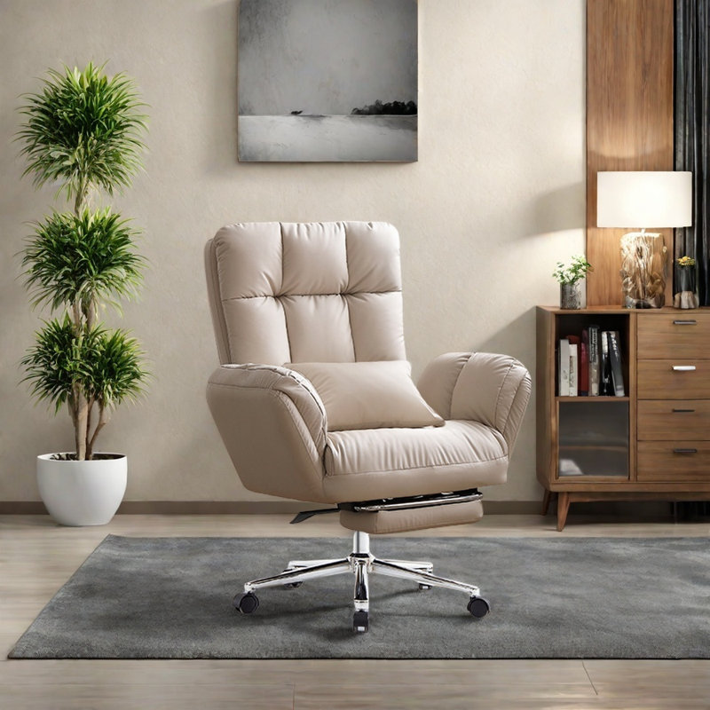 Fauteuil en microfibre réglable à plusieurs vitesses, Blanc cassé / blanc