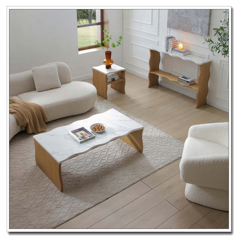 Table basse Living Room Waves, Bois naturel