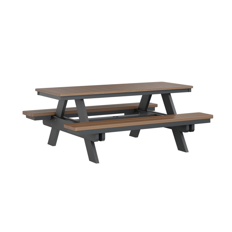 Table de pique-nique rectangulaire Berlin Gardens Ada, Antique Mahogany Top/Black Base