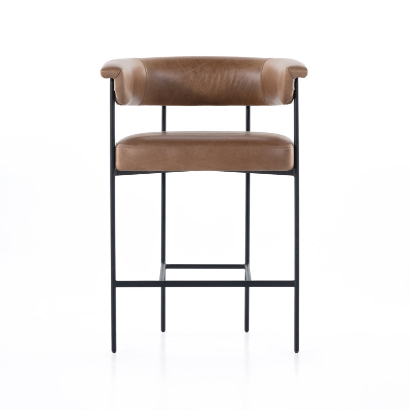 Grayson Counter and Bar Stool, Solid, Chaps Saddle Genuine Leather, Counter Stool (26.5" Seat Height)