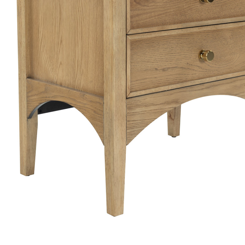 Talia 2 Drawer Wood Nightstand, Brown Oak