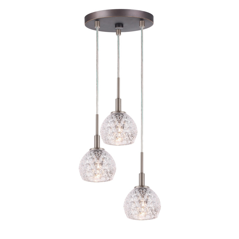Luminaire dôme grappe 3 lumières Herr, Chrome, Mercure, Halogène