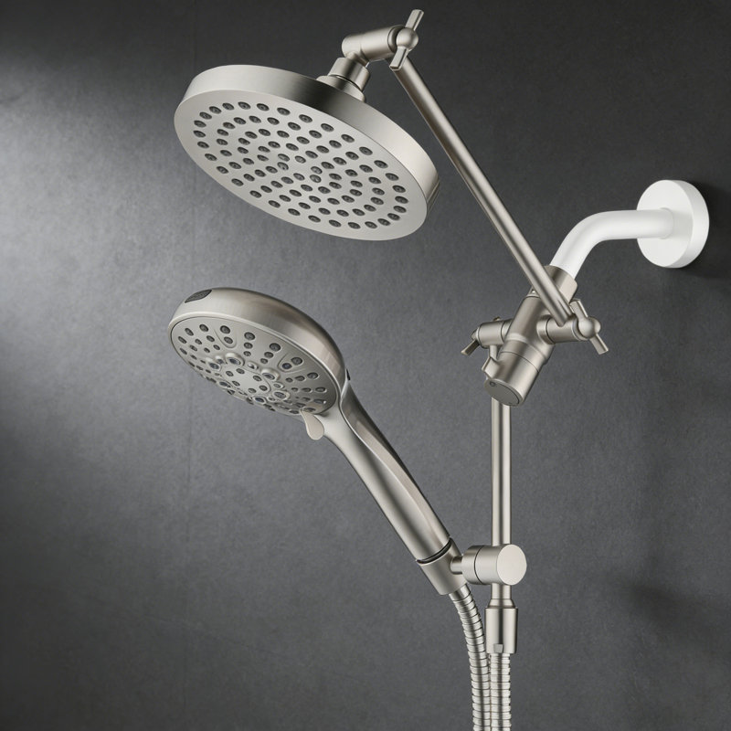 2.5 GPM Rain Shower Head With Handheld Spray,Dual Shower Head With Adjustable Extension Arm, 3-Way Diverter, 69” Long Hose