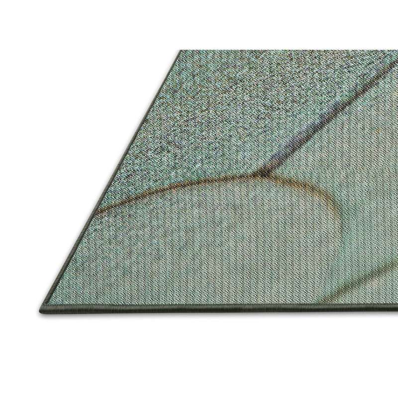 Tapis vert clair/gris à motifs, Rectangle 5 pi x 7 pi