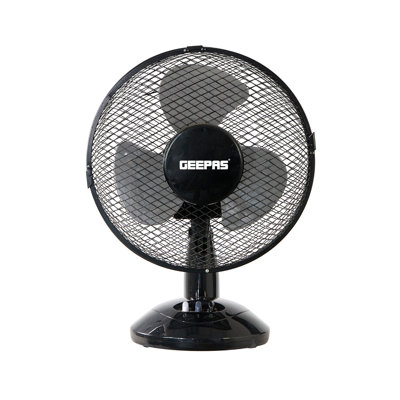 GEEPAS 9" Table Fan | Electric Portable Worktop Desk Fan with 2 Speeds 3 Blades, Adjustable Tilt Wide Angled Oscillation | Powerful Low Noise Airflow for Home Office | 1 Year Warranty, 22W